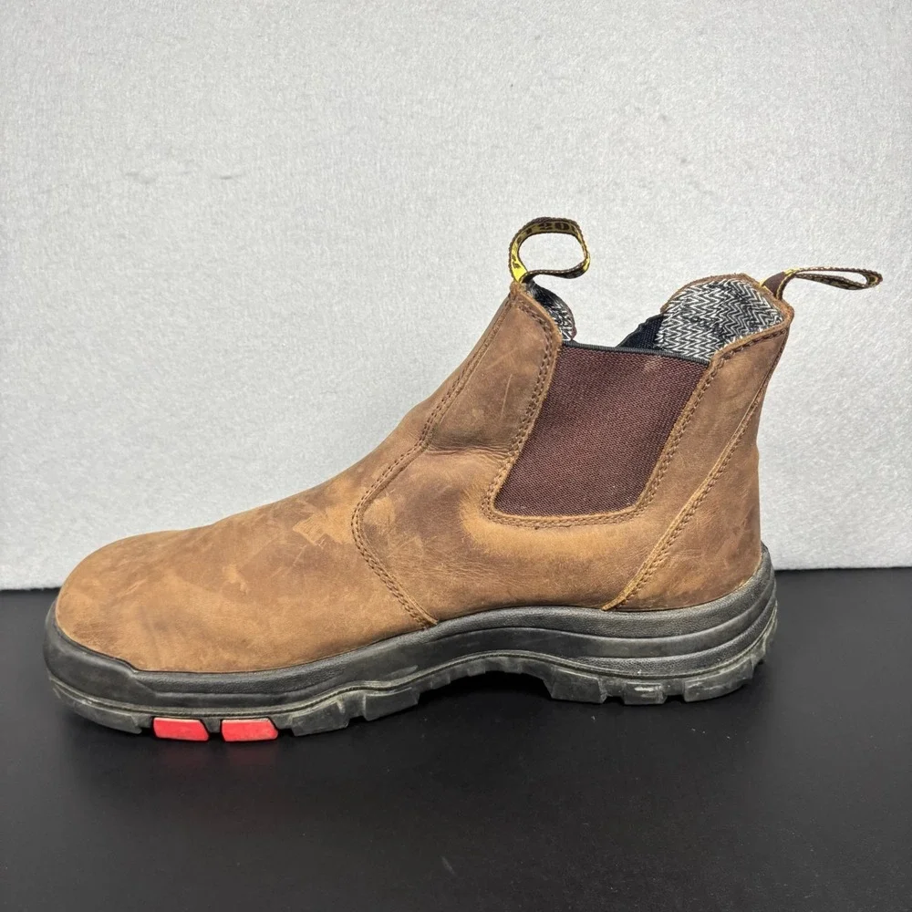 Rockrooster Lumen Brown Leather Work Boots Mens 13 Wide Chelsea Slip On EH AK224